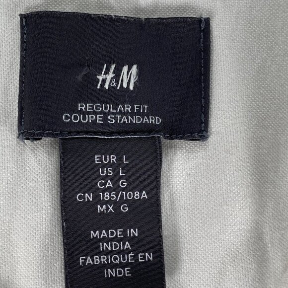 H&M Button Down Shirt Top Men's Large White Business Casual 100% Cotton - Picture 5 of 10